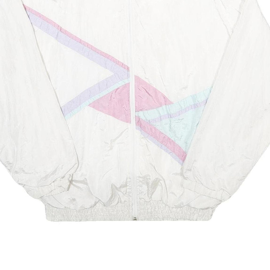 METRO WEAR Mens White Jacket M Nylon Colourblock Zip Casual Outerwear