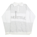 B&J Mens White Grey Striped Seattle Pullover Sweatshirt M Cotton Blend Half Zip