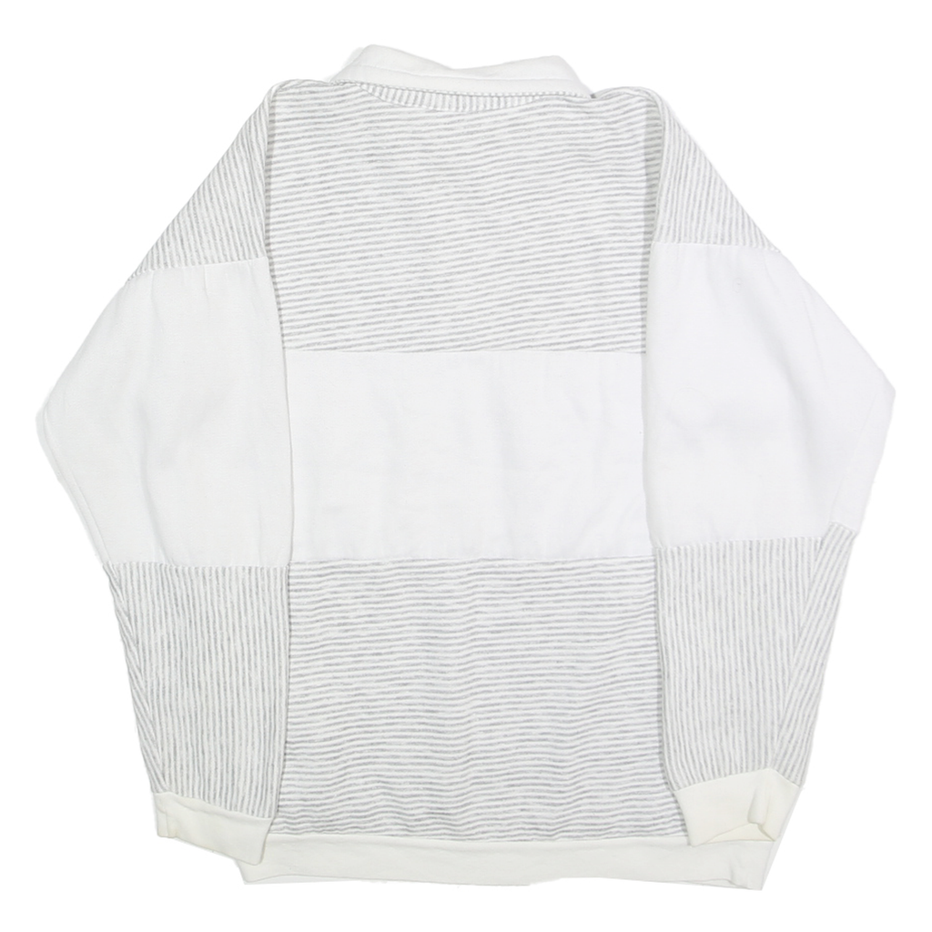 B&J Mens White Grey Striped Seattle Pullover Sweatshirt M Cotton Blend Half Zip