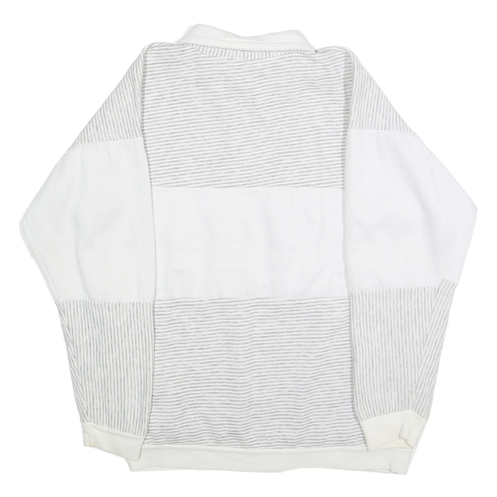 B&J Mens White Grey Striped Seattle Pullover Sweatshirt M Cotton Blend Half Zip