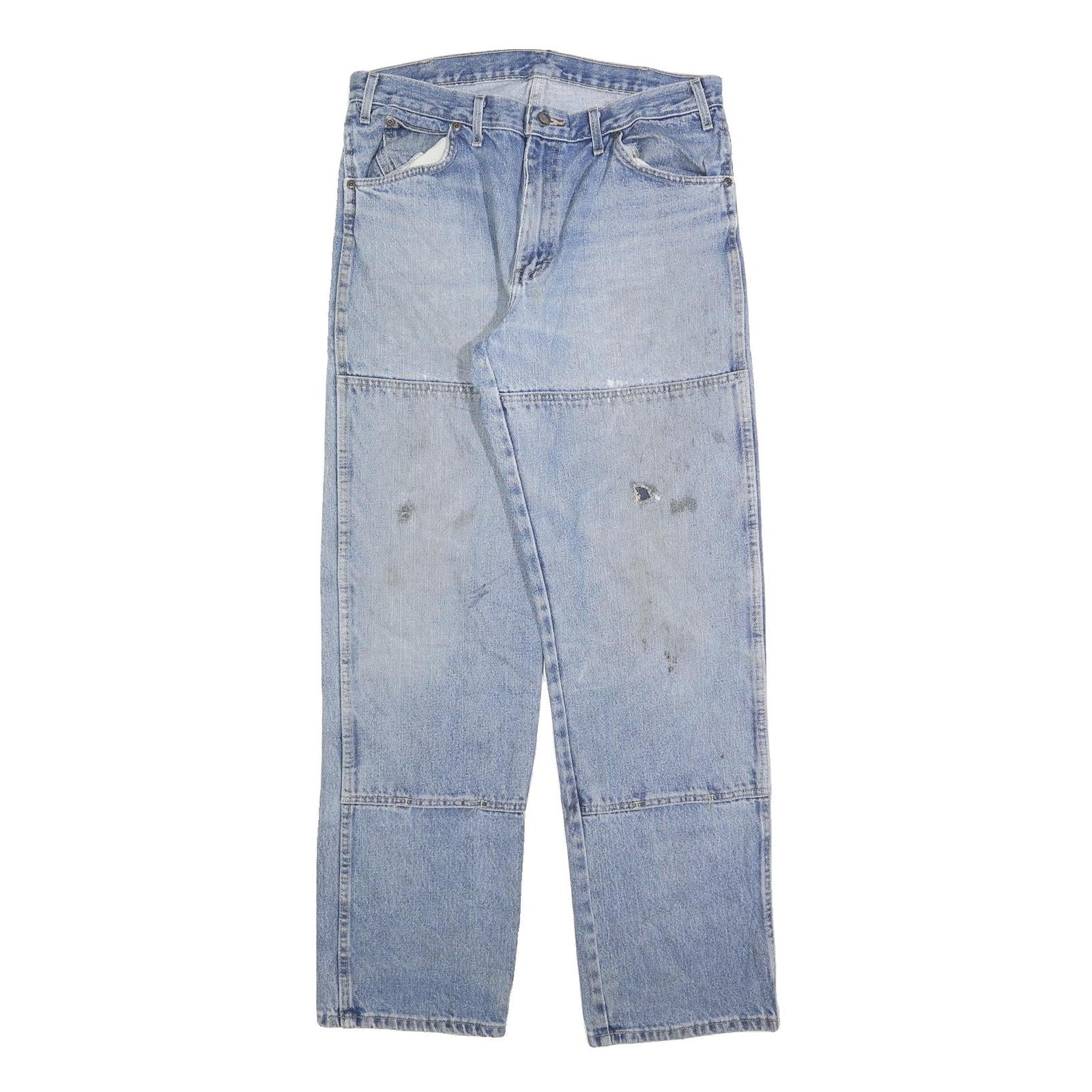 DICKIES Mens Relaxed Blue Denim Jeans W34 L34 Zip Pockets Casual Workwear