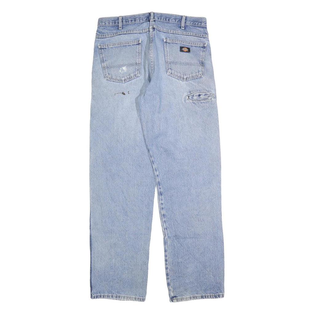 DICKIES Mens Relaxed Blue Denim Jeans W34 L34 Zip Pockets Casual Workwear