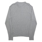 TOMMY HILFIGER Mens Grey Cotton Blend Plain Crew Neck Basic Knit Jumper L Casual