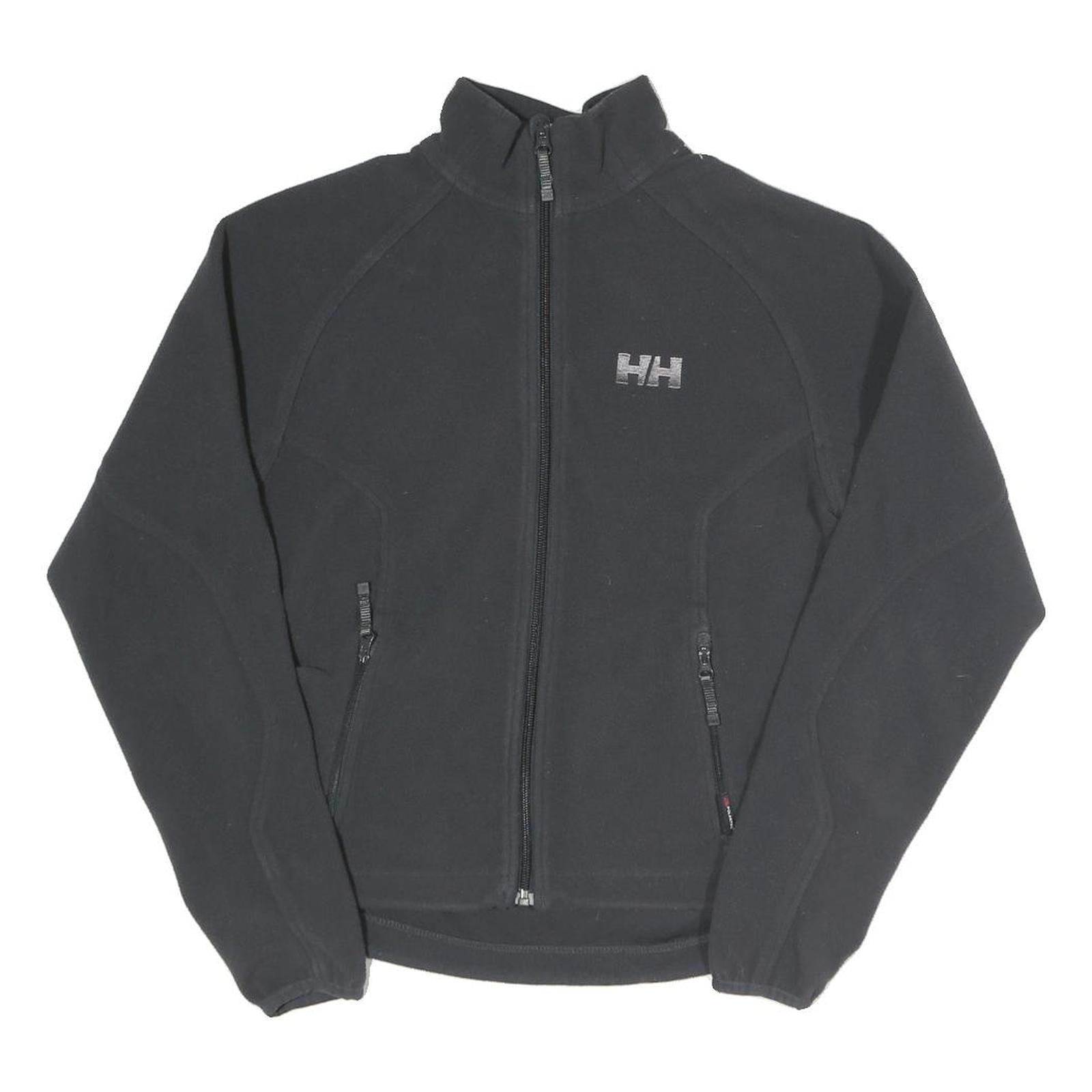 HELLY HANSEN Womens Black Fleece Jacket S Cotton Blend Zip Casual Outdoor Warm