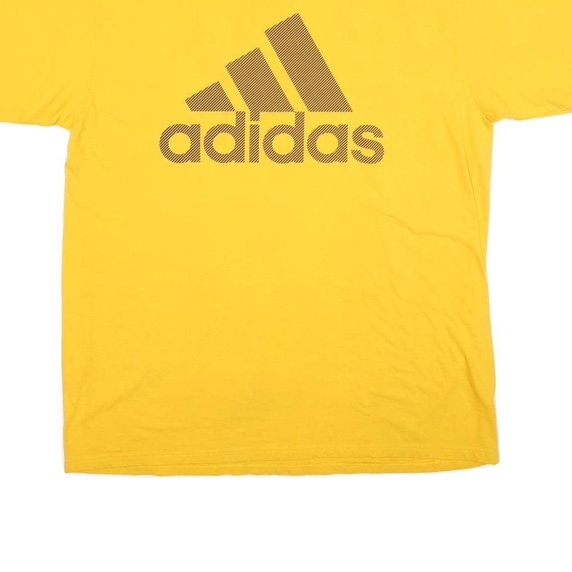 ADIDAS Mens Yellow XL Cotton Blend Graphic T-Shirt Crew Neck Short Sleeve