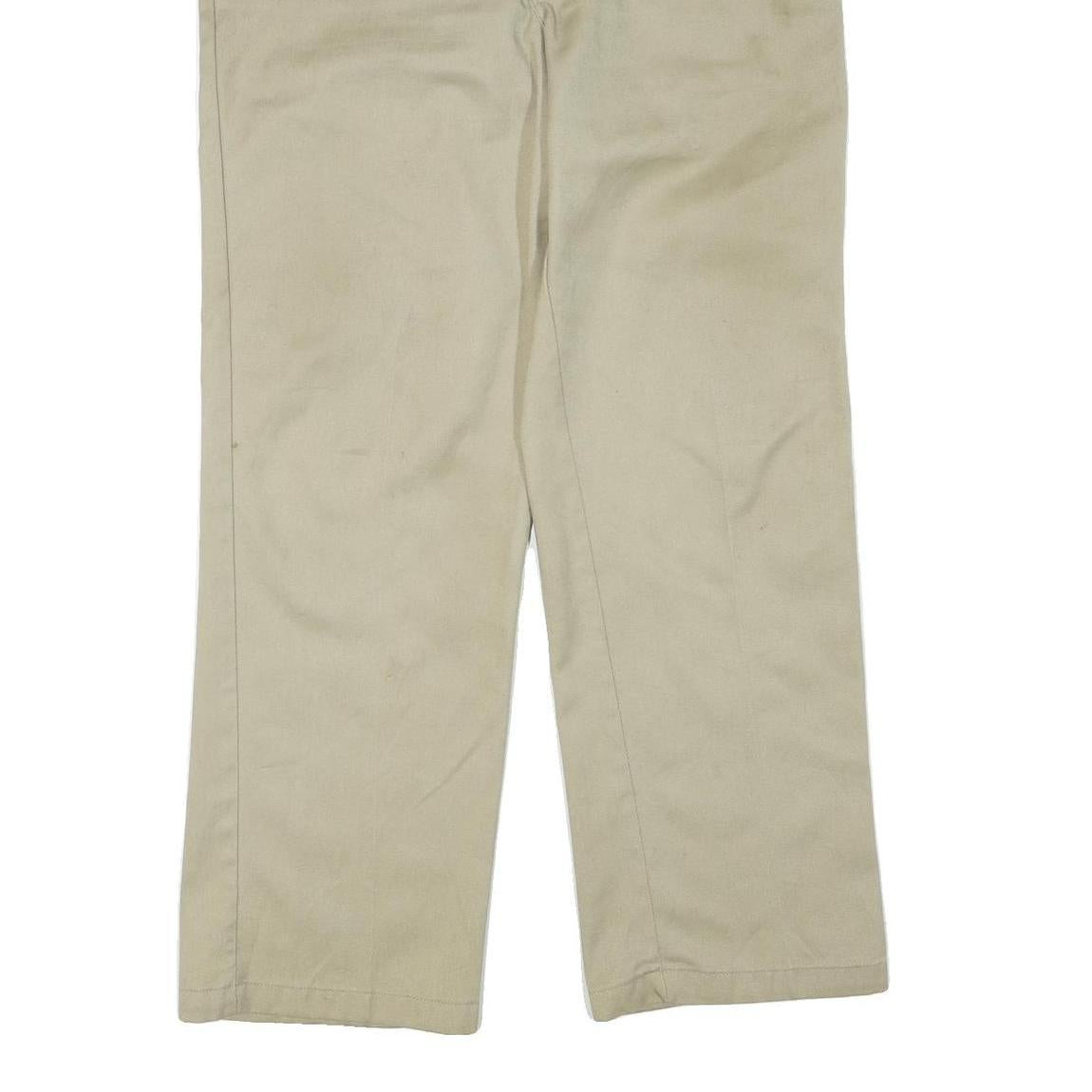 DICKIES Mens Regular Beige Polyester Blend Regular Fit Trousers W34 L30 Workwear