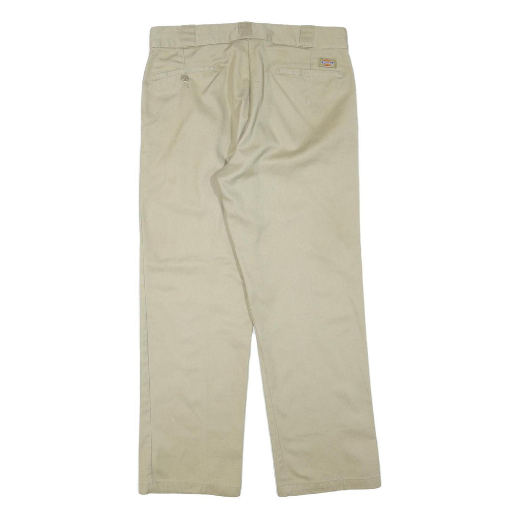DICKIES Mens Regular Beige Polyester Blend Regular Fit Trousers W34 L30 Workwear
