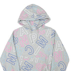 CHAMPION Mens Grey Hoodie S All Over Print Cotton Blend Pullover Casual