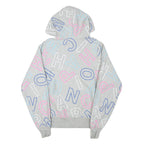 CHAMPION Mens Grey Hoodie S All Over Print Cotton Blend Pullover Casual