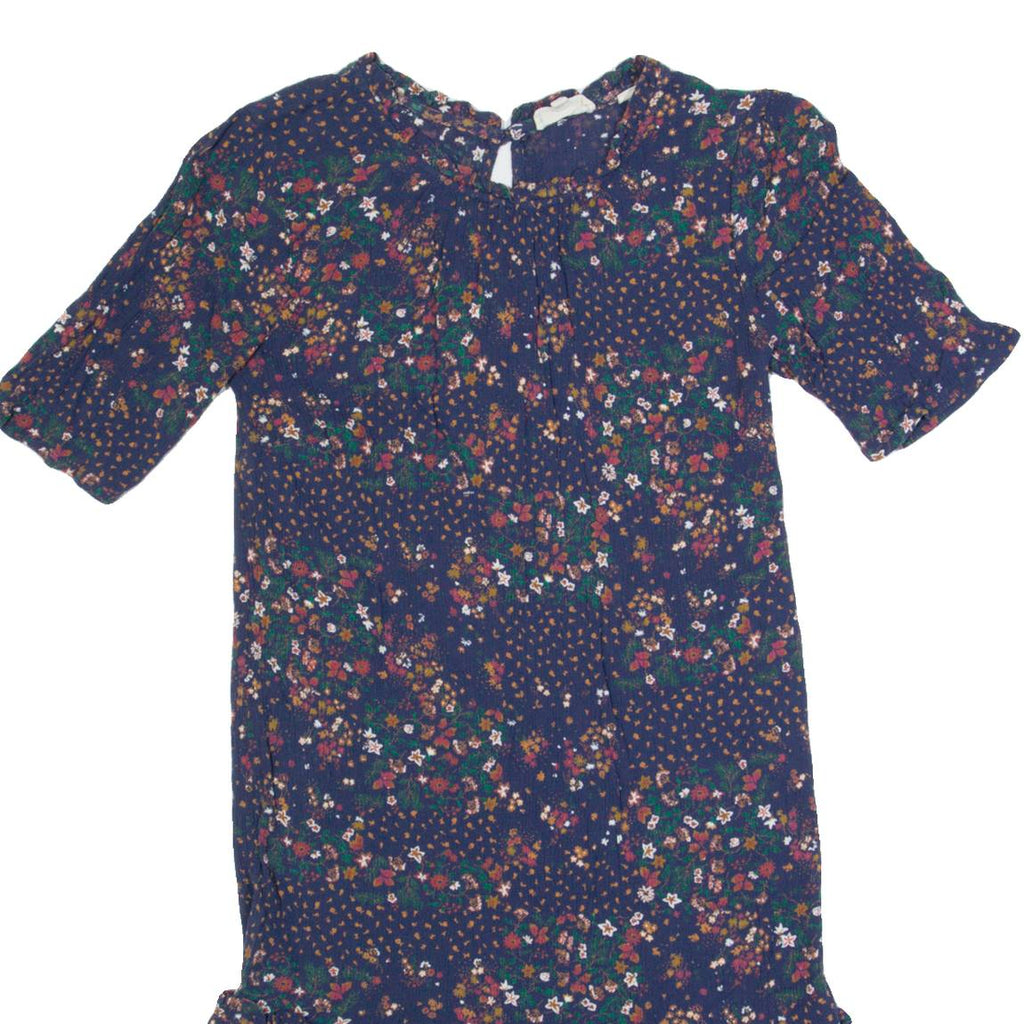 FAT FACE Oversized Womens Shift Dress Blue Floral Short Sleeve Knee Length UK 6