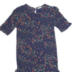 FAT FACE Oversized Womens Shift Dress Blue Floral Short Sleeve Knee Length UK 6