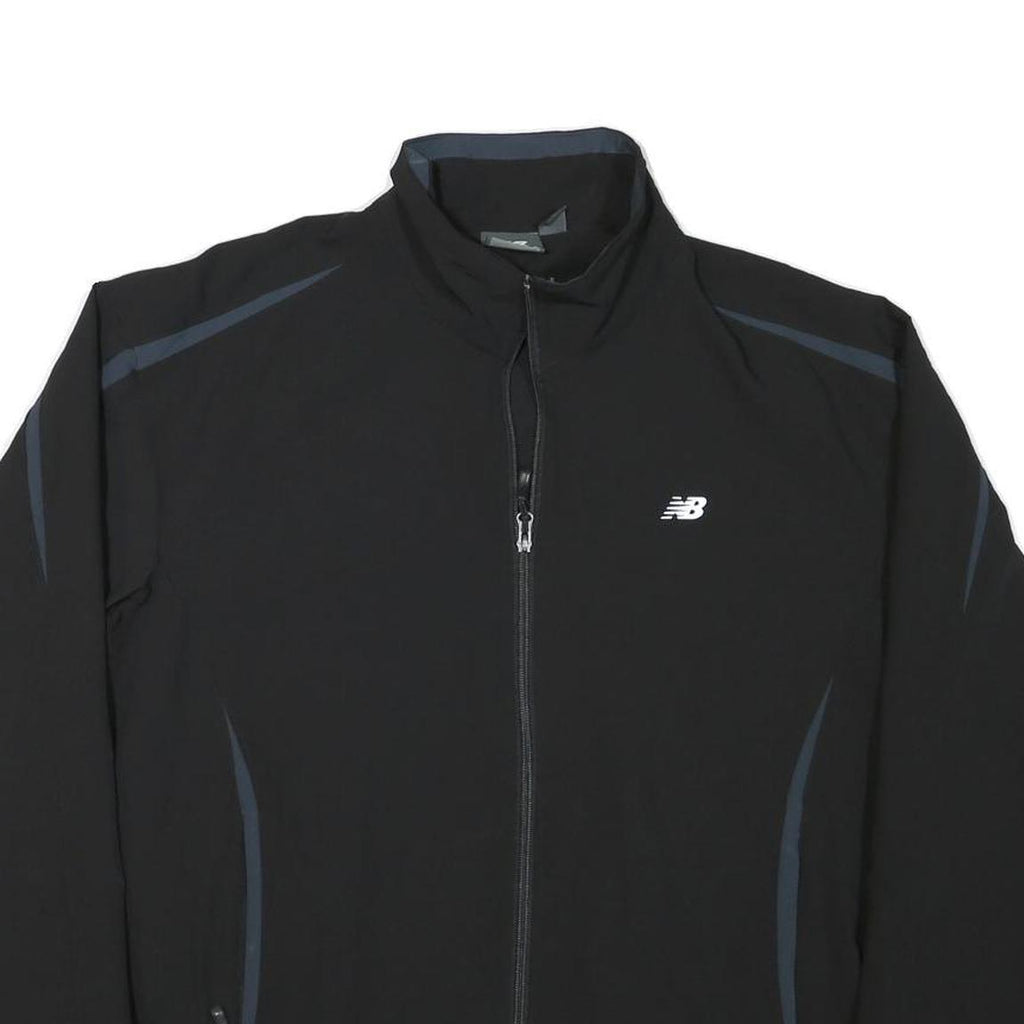 NEW BALANCE Mens Black & Grey Athletic Jacket L Polyester Blend Zip Sportswear