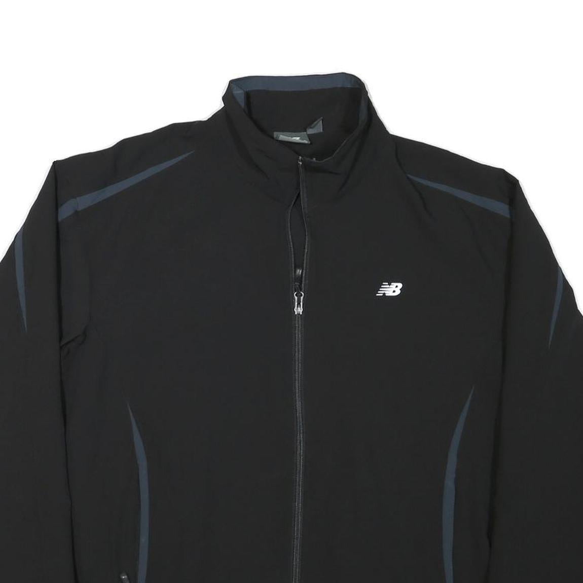 NEW BALANCE Mens Black & Grey Athletic Jacket L Polyester Blend Zip Sportswear