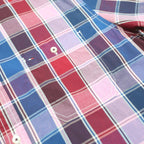 TOMMY HILFIGER Mens Blue & Red Checked Shirt L Cotton Button Down Collar Short