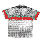 LADYS FASHION Womens White Black & Red Floral Lace Polka Dot Shirt Short Sleeve