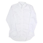 KAUF Mens White & Pale Blue Striped Cotton Blend Shirt L Classic Fit Long Sleeve