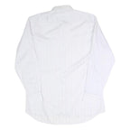 KAUF Mens White & Pale Blue Striped Cotton Blend Shirt L Classic Fit Long Sleeve