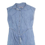 TOMMY HILFIGER Womens Blue Denim Shirt Dress Cotton Blend Sleeveless L