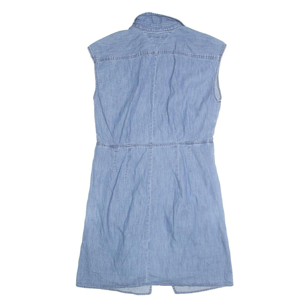 TOMMY HILFIGER Womens Blue Denim Shirt Dress Cotton Blend Sleeveless L