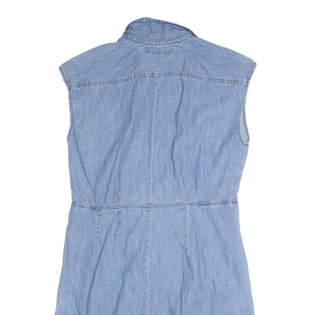 TOMMY HILFIGER Womens Blue Denim Shirt Dress Cotton Blend Sleeveless L