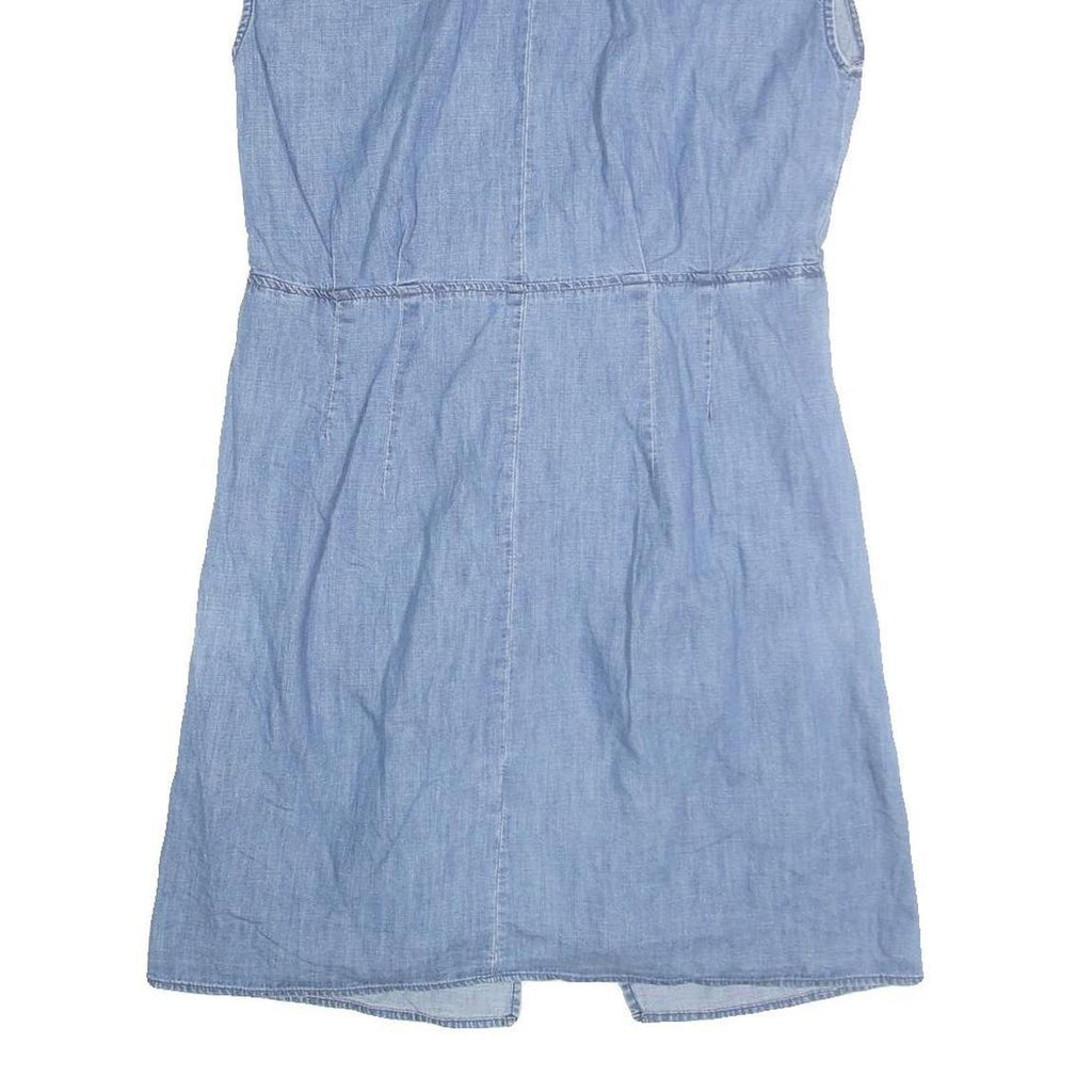TOMMY HILFIGER Womens Blue Denim Shirt Dress Cotton Blend Sleeveless L