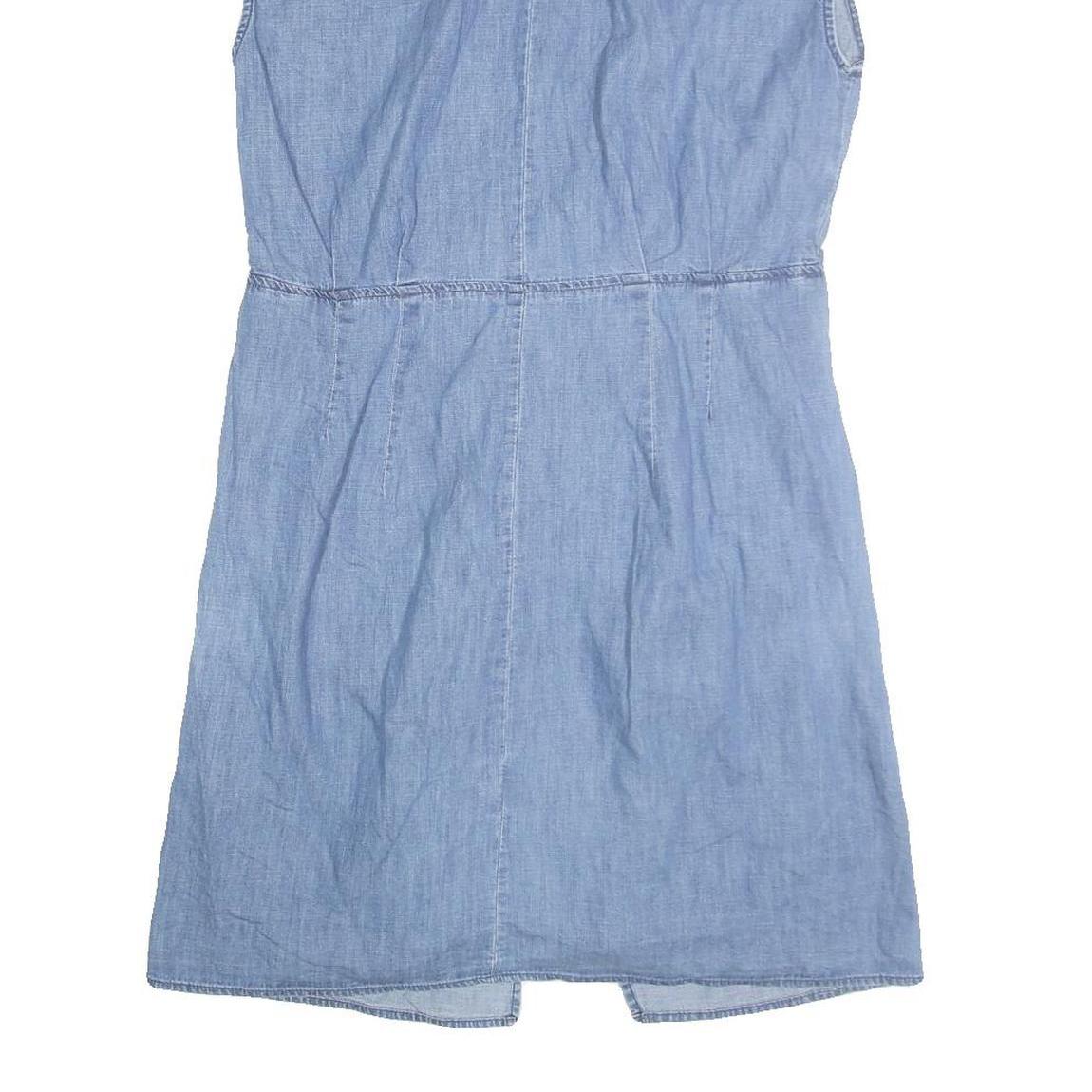 TOMMY HILFIGER Womens Blue Denim Shirt Dress Cotton Blend Sleeveless L
