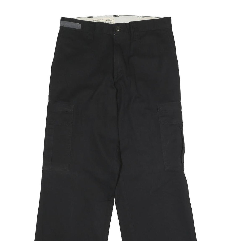 DICKIES Mens Polyester Blend Black Regular Straight Trousers W30 L32 Workwear