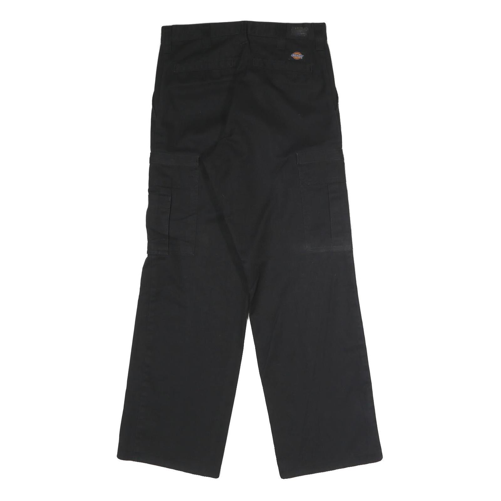 DICKIES Mens Polyester Blend Black Regular Straight Trousers W30 L32 Workwear
