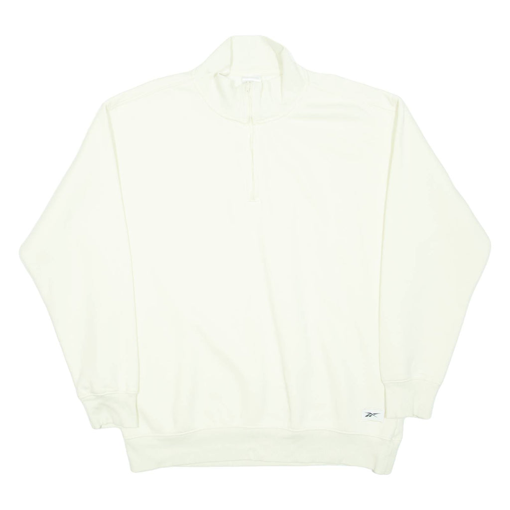 REEBOK Womens Sweatshirt Cream 1/4 Zip M