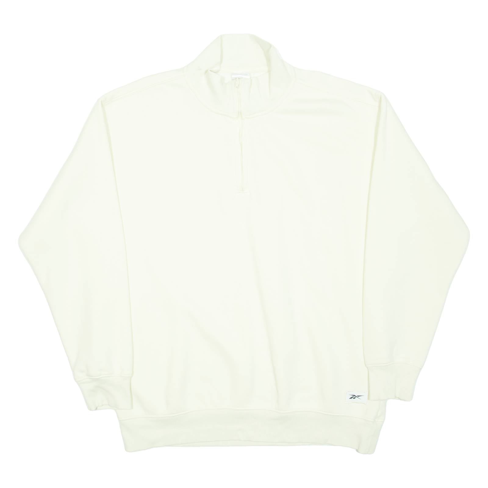 REEBOK Womens Sweatshirt Cream 1/4 Zip M