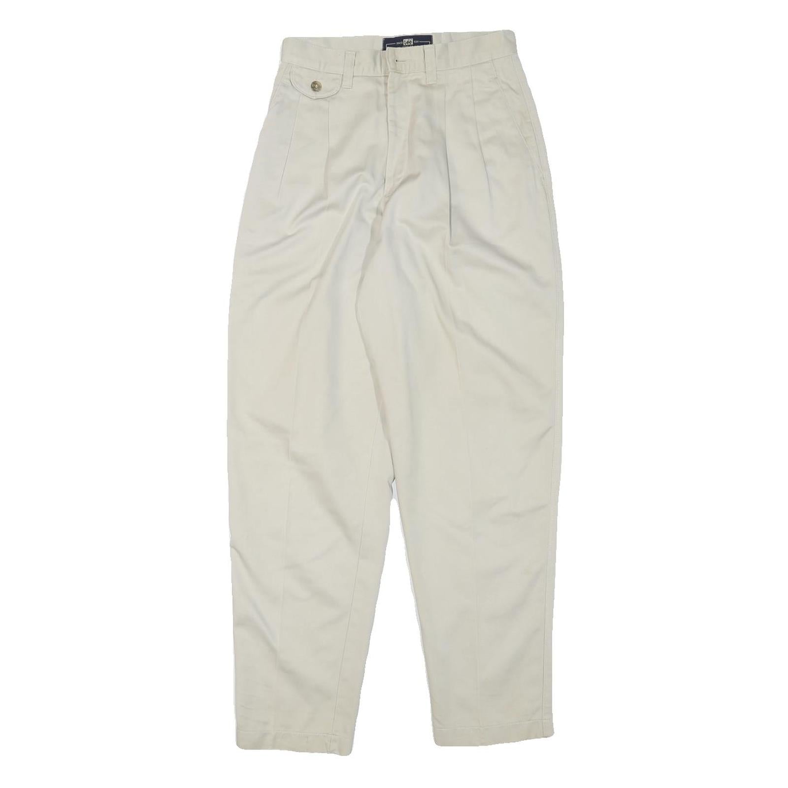 LEE Mens Cotton Blend Beige Relaxed Tapered Trousers W26 L28 Casual Wear