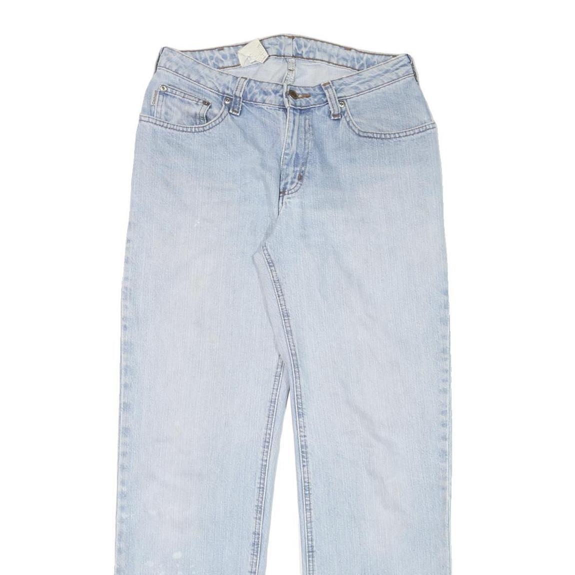 CARHARTT Mens Jeans Blue Regular Straight Denim Light W28 L32 Zip Cotton Blend