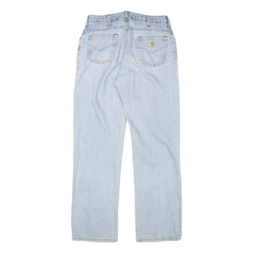 CARHARTT Mens Jeans Blue Regular Straight Denim Light W28 L32 Zip Cotton Blend