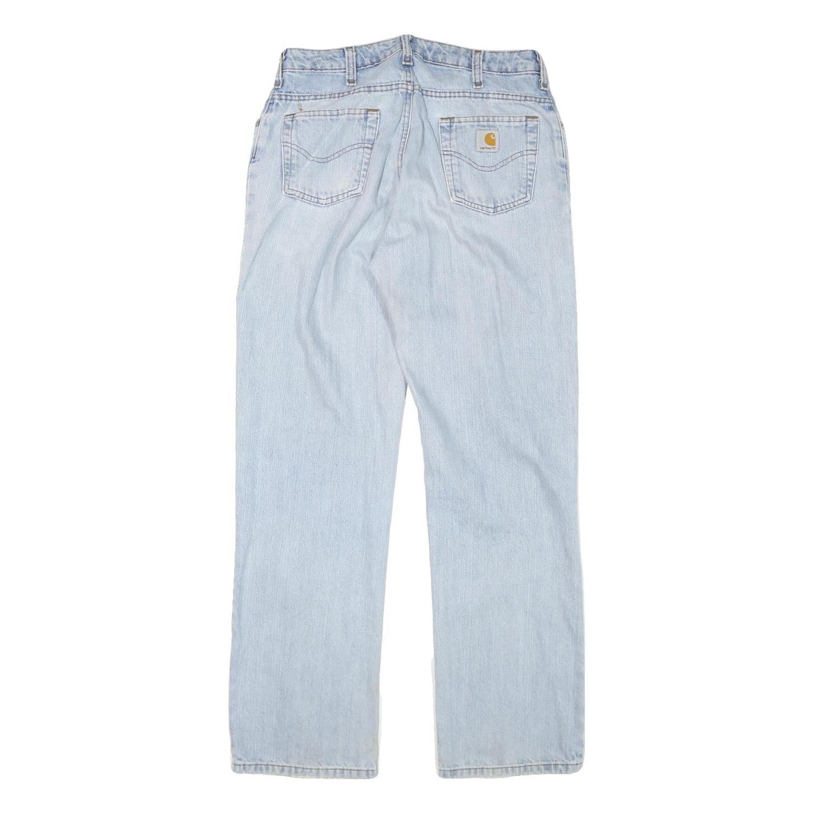 CARHARTT Mens Jeans Blue Regular Straight Denim Light W28 L32 Zip Cotton Blend