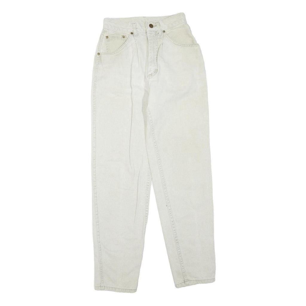 LL BEAN Womens Regular Fit Cotton Blend Denim White Jeans W24 L30 Zip Pockets