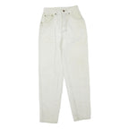 LL BEAN Womens Regular Fit Cotton Blend Denim White Jeans W24 L30 Zip Pockets