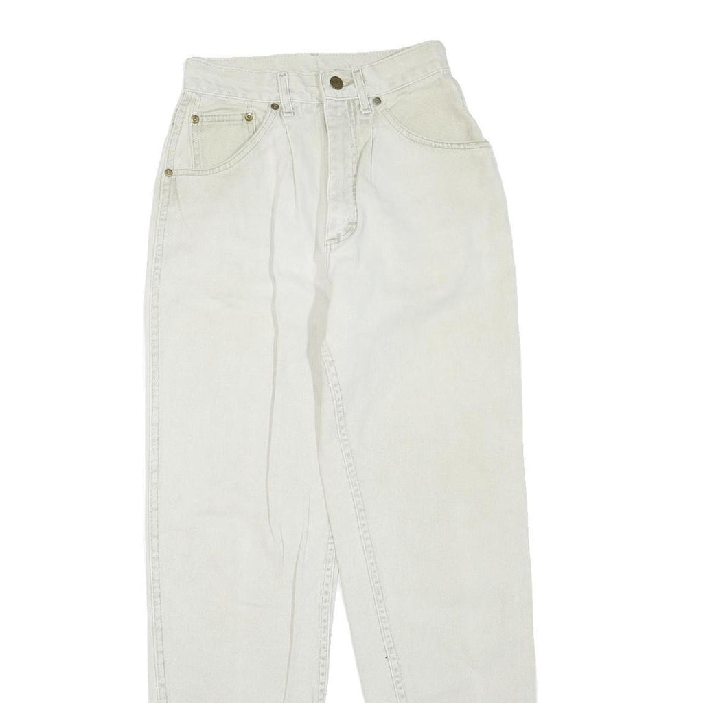 LL BEAN Womens Regular Fit Cotton Blend Denim White Jeans W24 L30 Zip Pockets