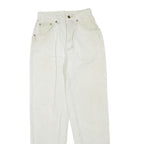 LL BEAN Womens Regular Fit Cotton Blend Denim White Jeans W24 L30 Zip Pockets