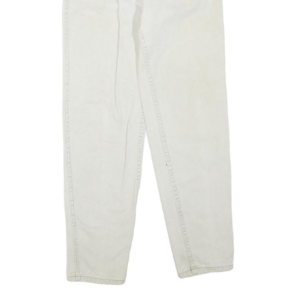 LL BEAN Womens Regular Fit Cotton Blend Denim White Jeans W24 L30 Zip Pockets