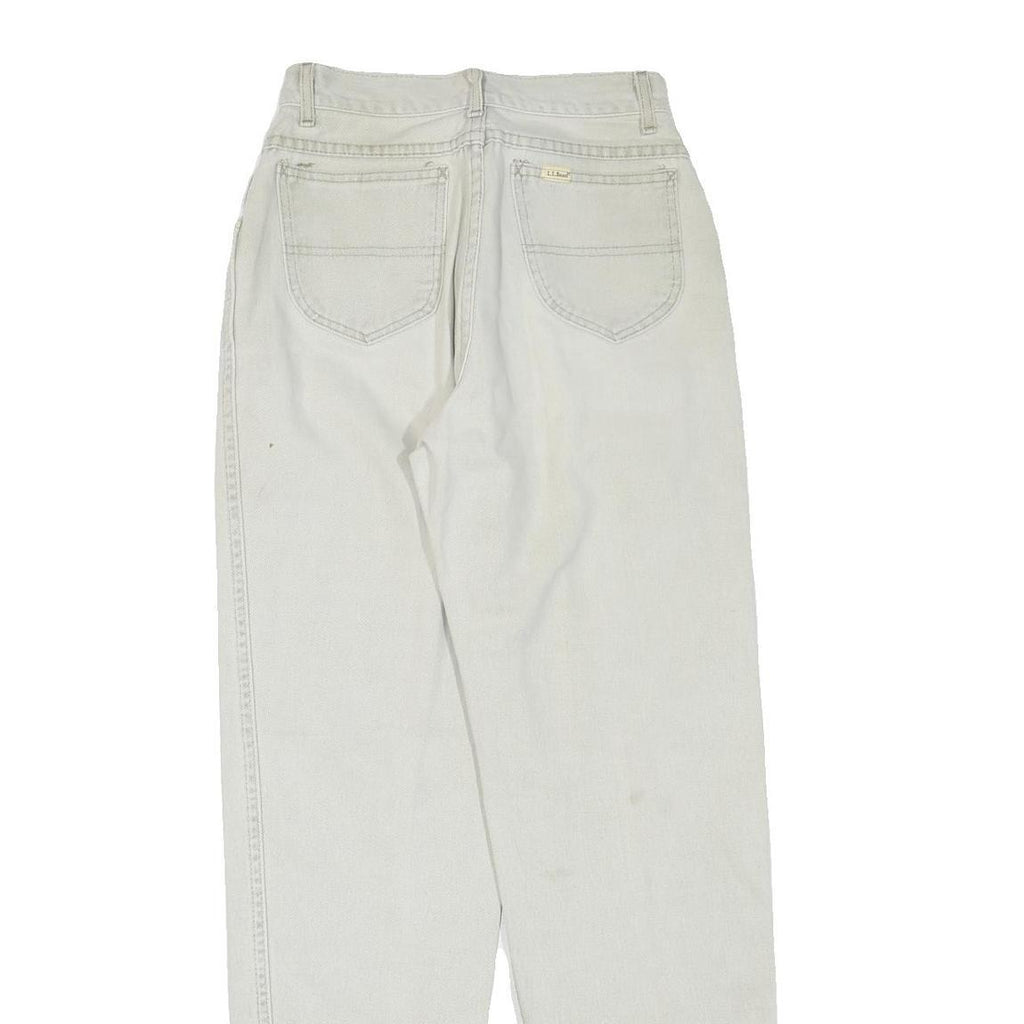 LL BEAN Womens Regular Fit Cotton Blend Denim White Jeans W24 L30 Zip Pockets