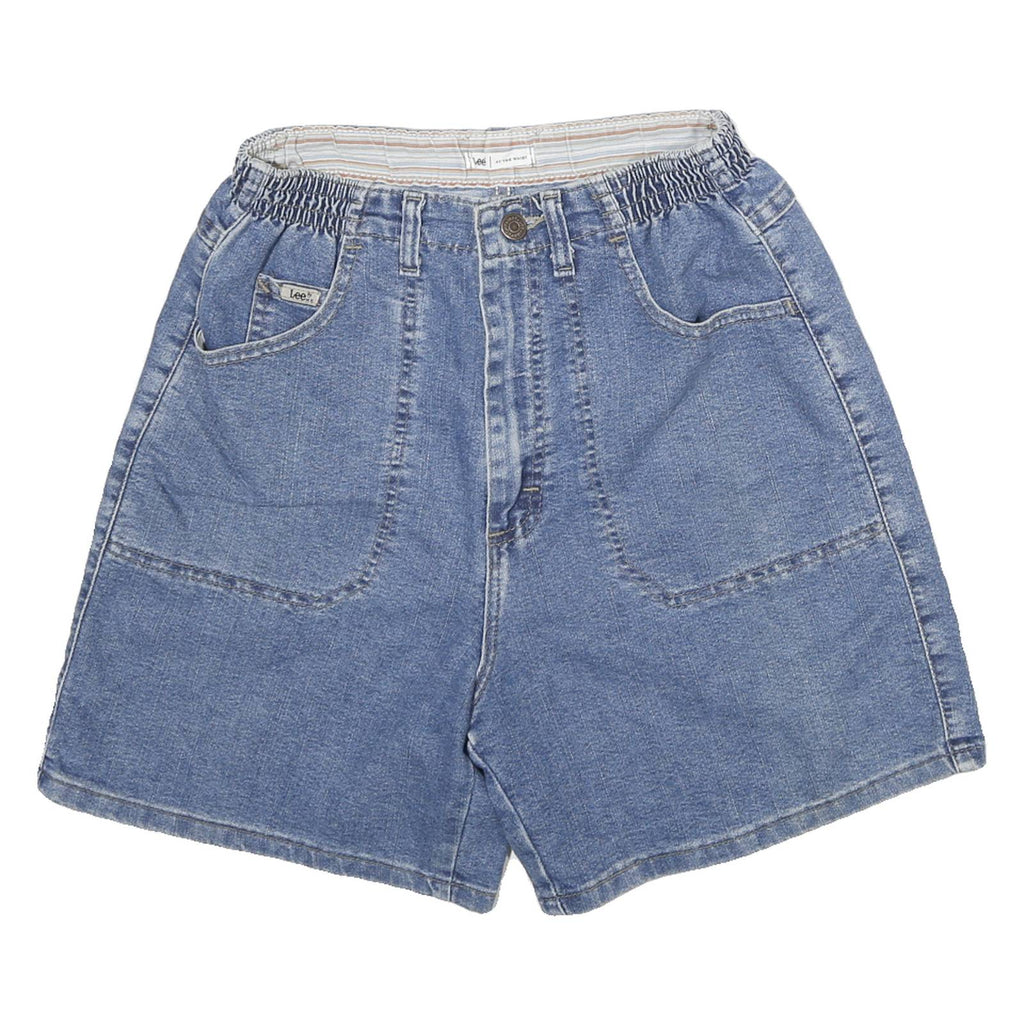 LEE Womens Denim Blue Casual Shorts M W24 Elastic Waist Relaxed Fit