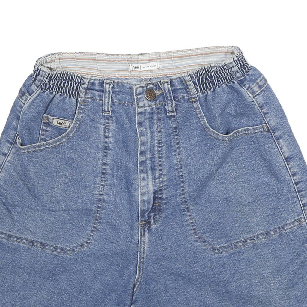 LEE Womens Denim Blue Casual Shorts M W24 Elastic Waist Relaxed Fit