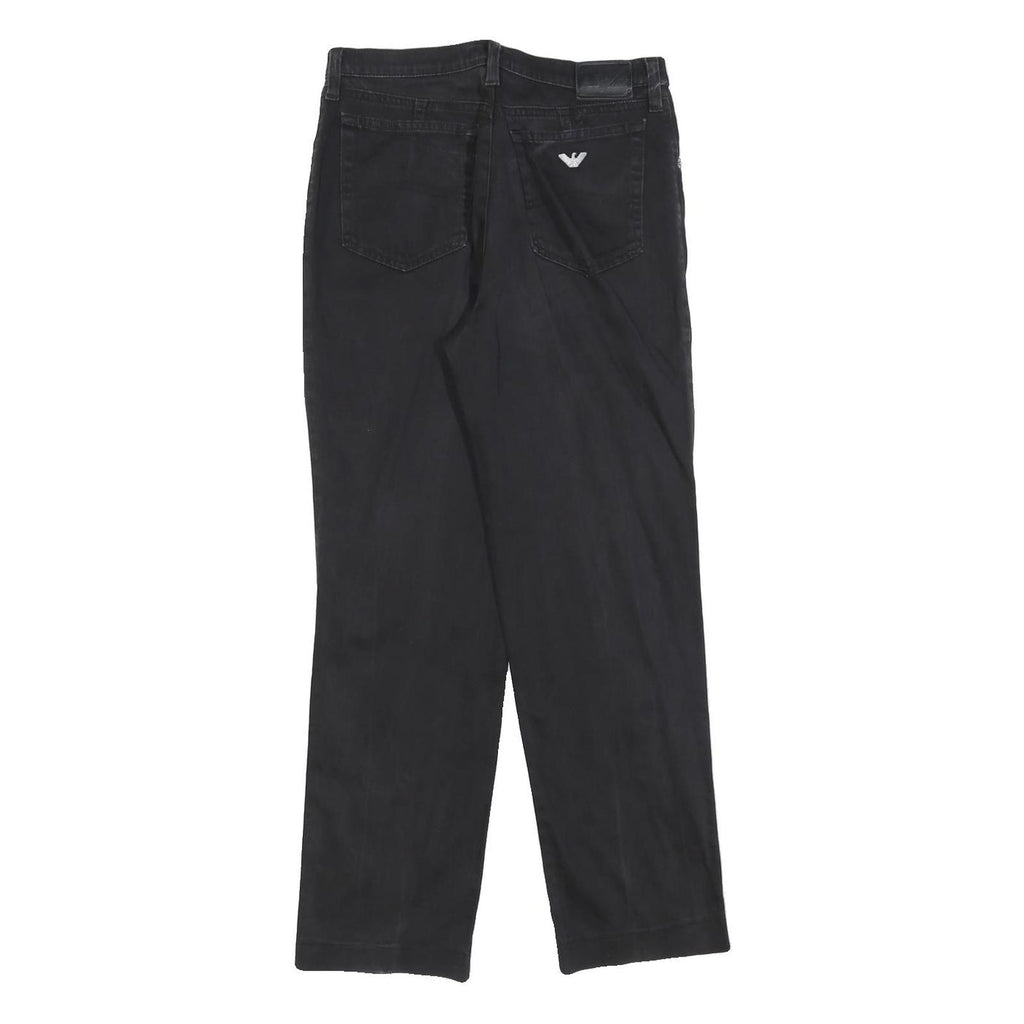 ARMANI JEANS Womens Cotton Blend Black Regular Straight Trousers W26 L28 Stylish
