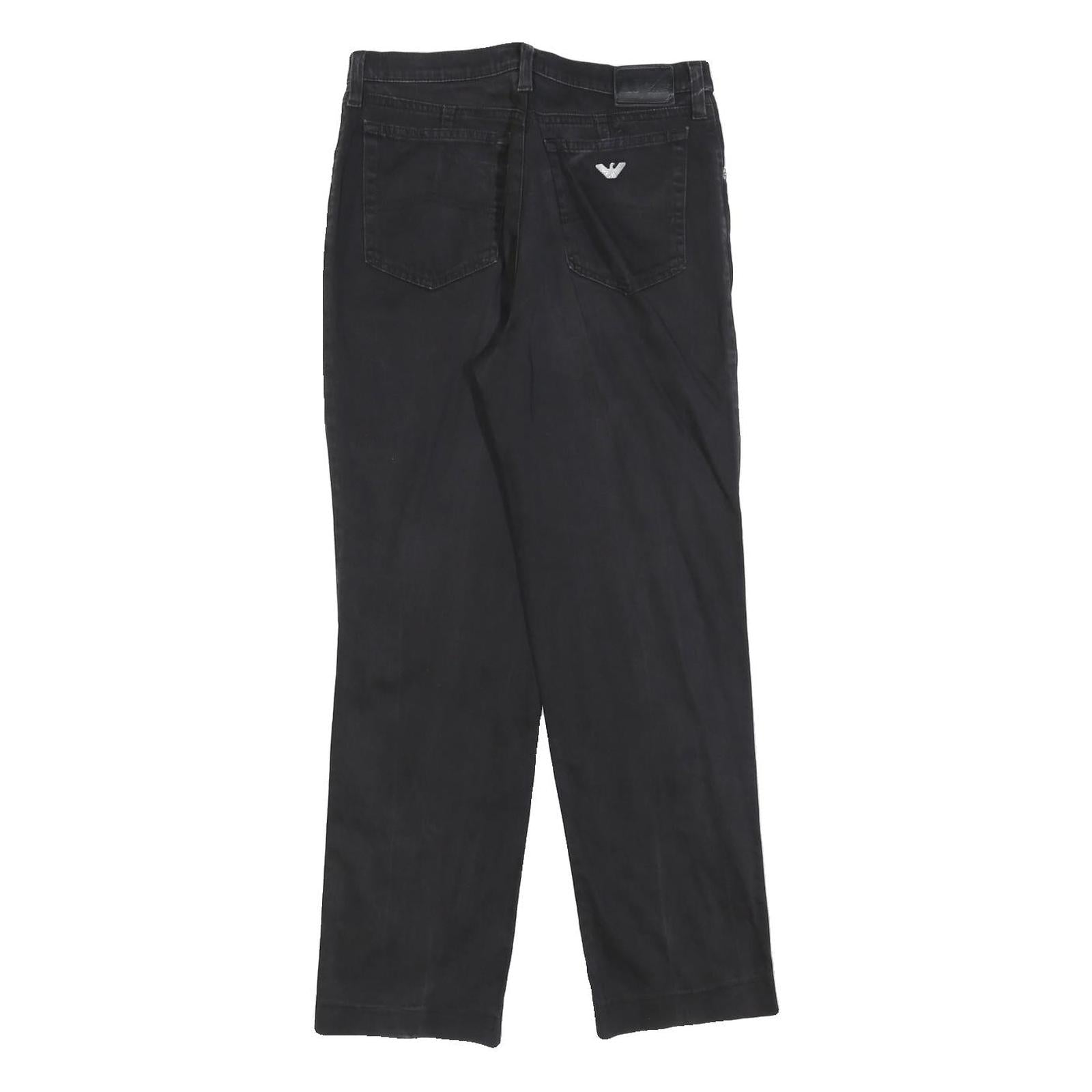 ARMANI JEANS Womens Cotton Blend Black Regular Straight Trousers W26 L28 Stylish