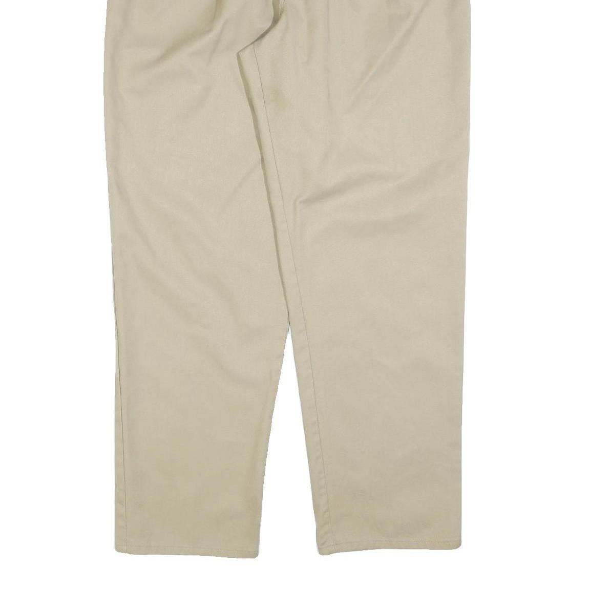 DICKIES Mens Cotton Blend Beige Regular Fit Straight Trousers W34 L32 Workwear