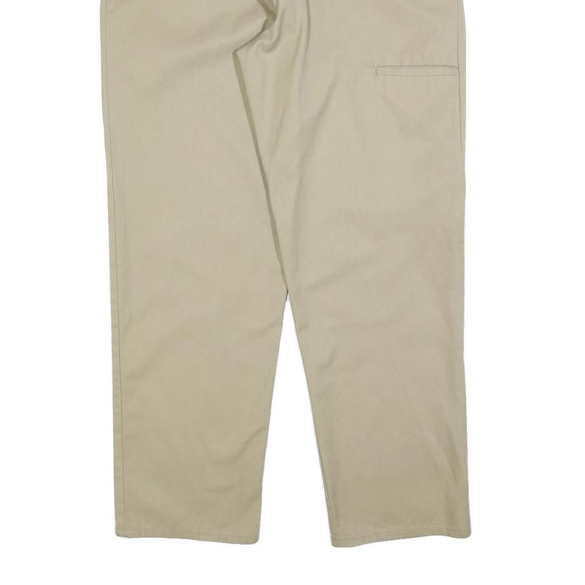 DICKIES Mens Cotton Blend Beige Regular Fit Straight Trousers W34 L32 Workwear