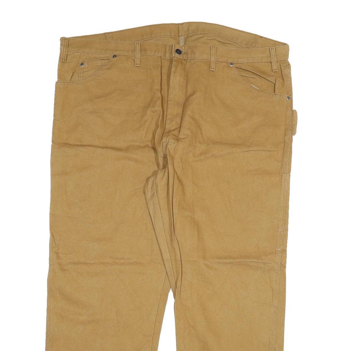 DICKIES Mens Jeans Beige Regular Straight Denim W46 L32 Workwear Zip Pockets