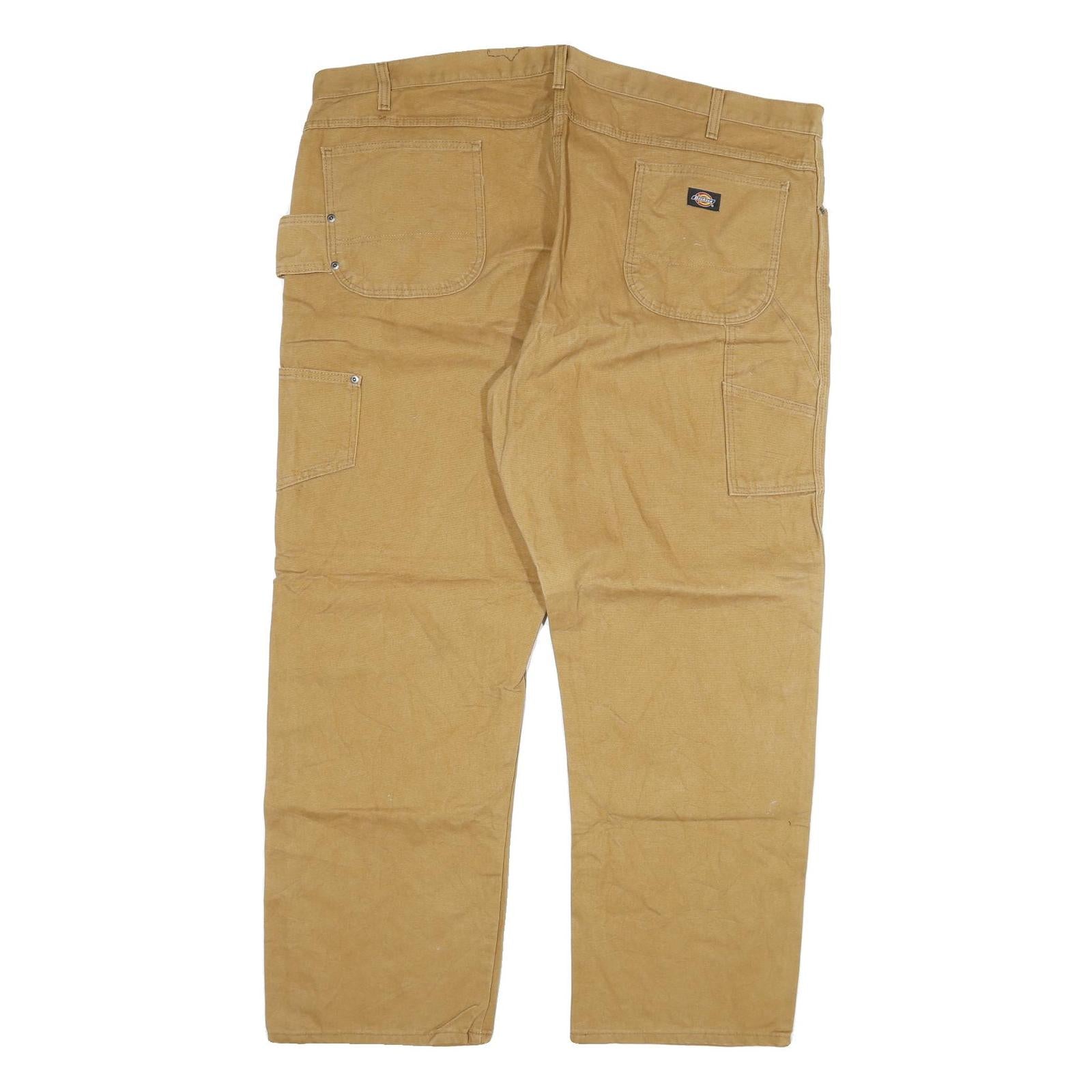 DICKIES Mens Jeans Beige Regular Straight Denim W46 L32 Workwear Zip Pockets