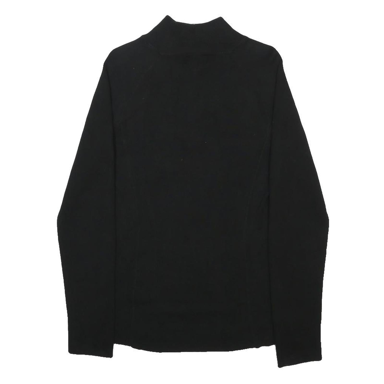 RALPH LAUREN POLO JEANS COMPANY Womens Black Plain Pullover Quarter Zip Jumper L