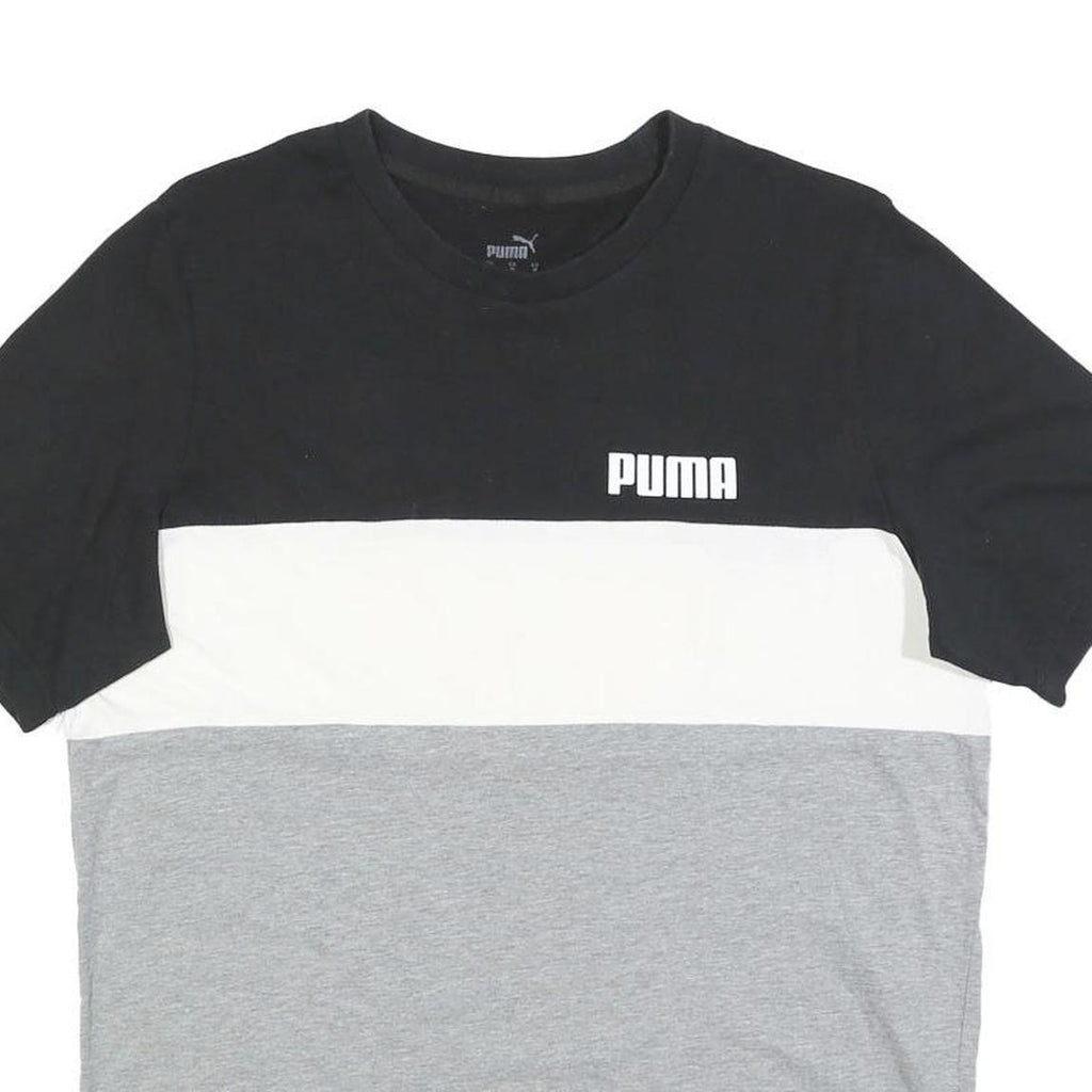 PUMA Mens Black & White & Grey Modern T-Shirt M Short Sleeve Crew Neck Logo